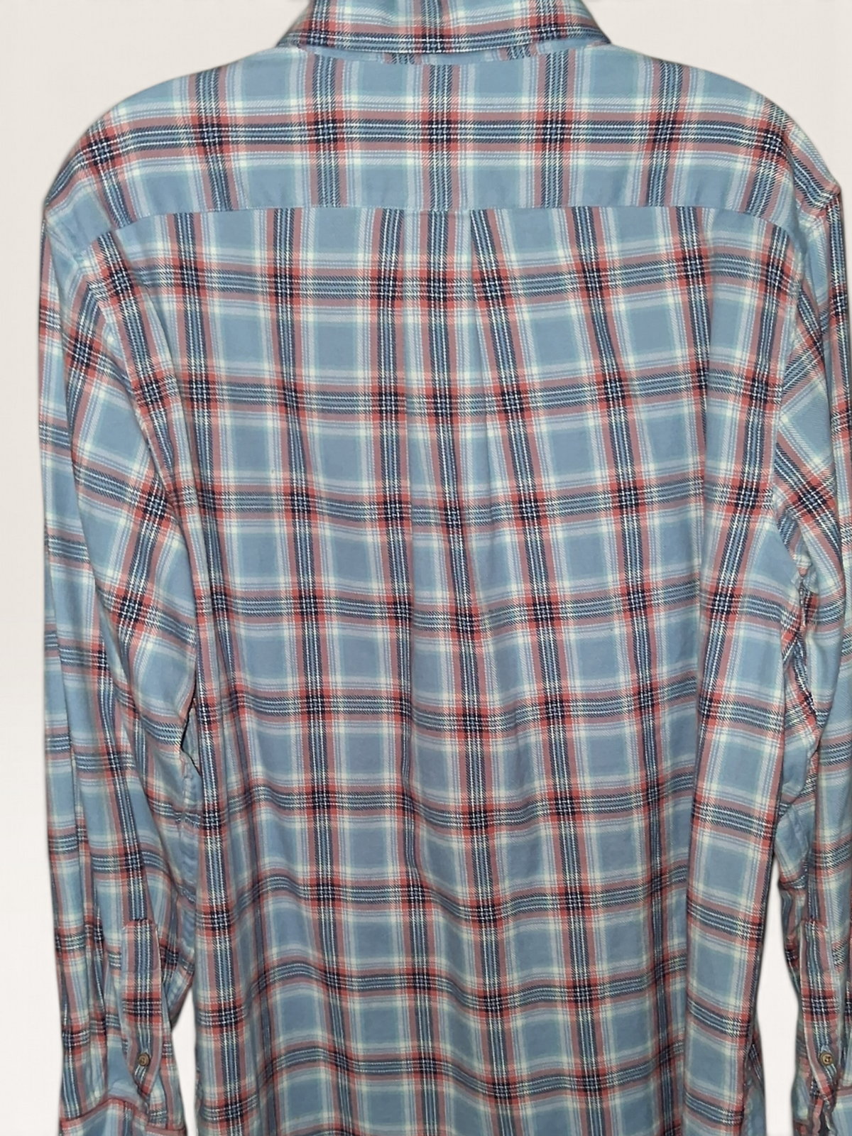ROWM Blue & Coral Plaid Long Sleeve Button-Down Shirt