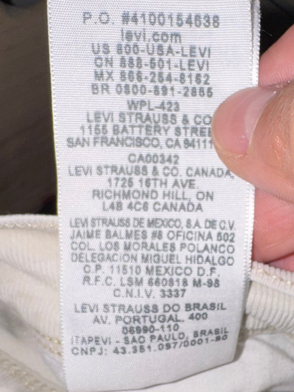 Levi’s 515 Boot Cut Cream Corduroy Pants