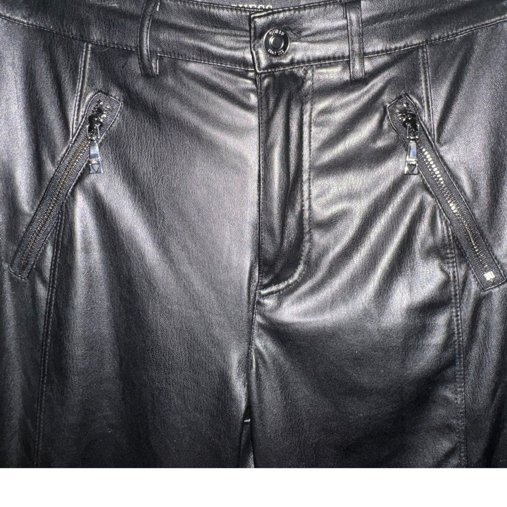 Guess Black Faux-Leather Moto Pants