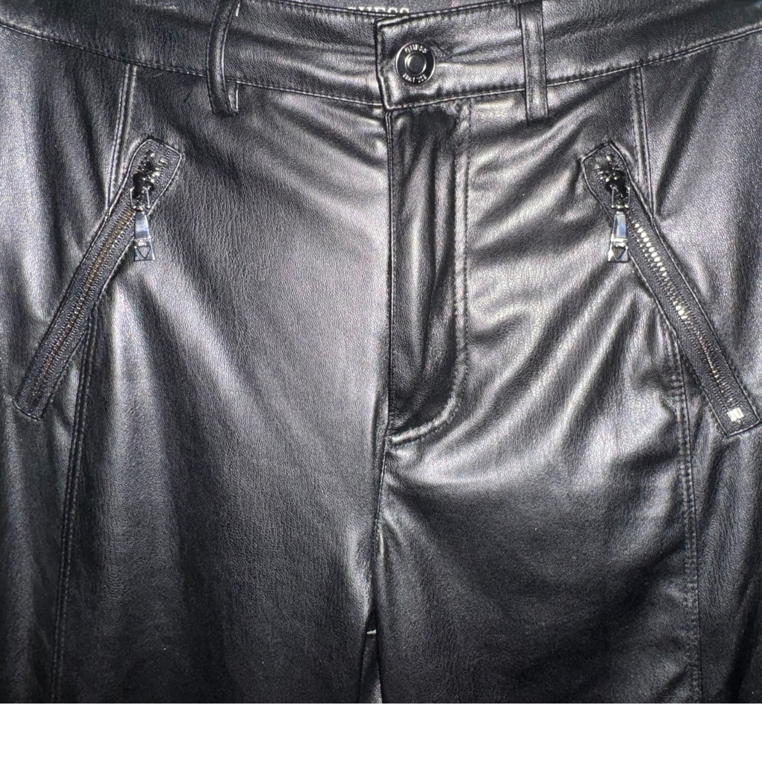 Guess Black Faux-Leather Moto Pants