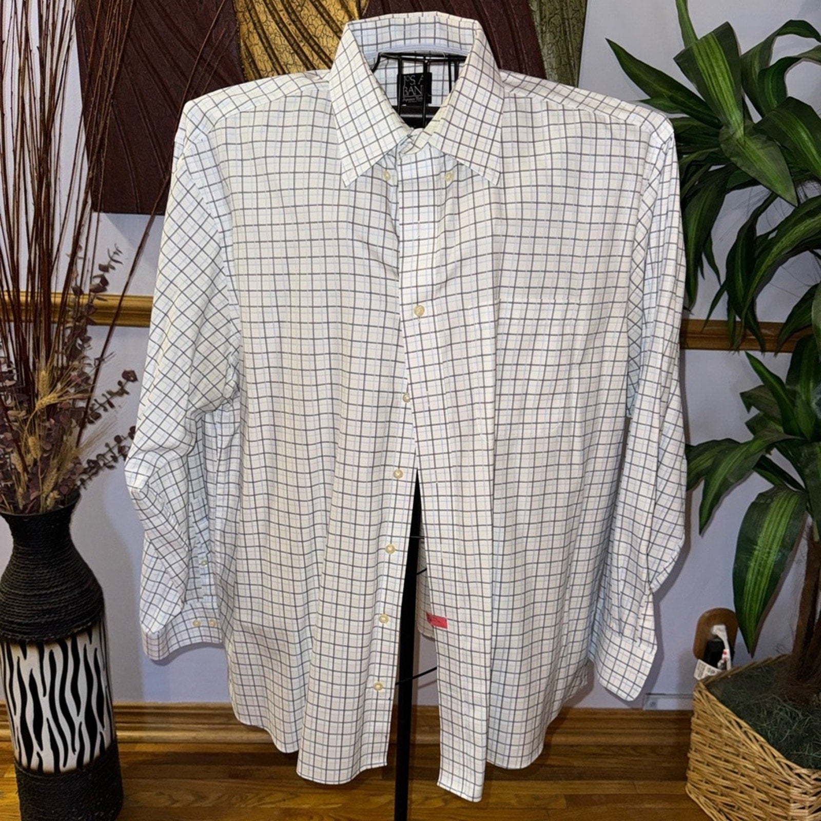 Jos. A. Bank White and Black Checkered Shirt