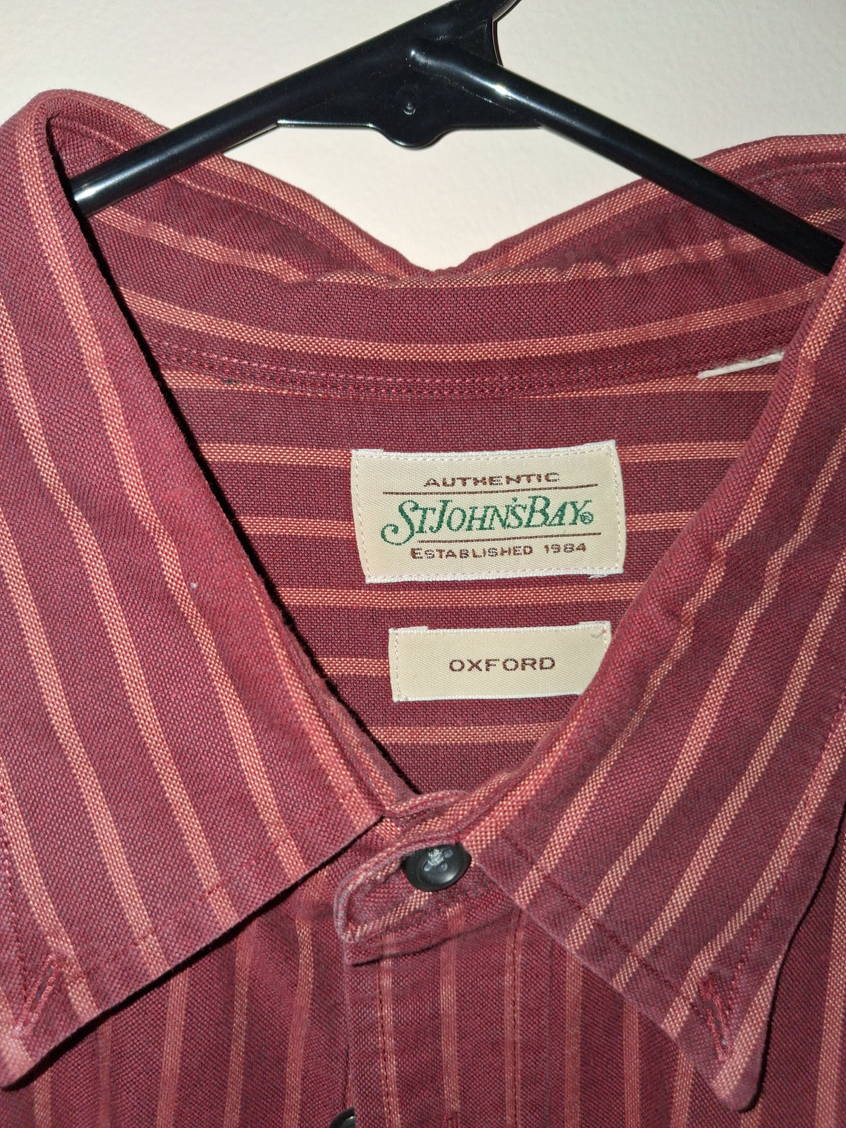 St. John’s Bay Burgundy Striped Oxford Shirt
