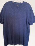 Alfani Navy Diamond-Knit Short-Sleeve Sweater