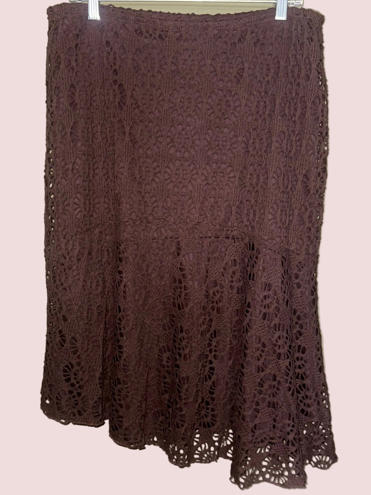 New Directions Brown Lace Asymmetrical Midi