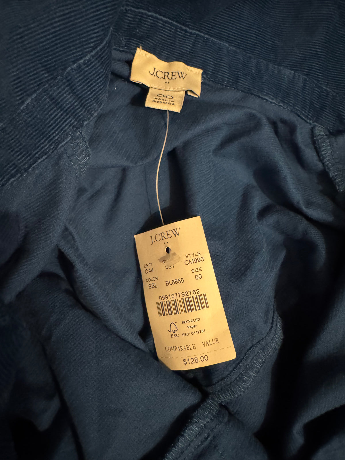 J.Crew Factory Seaport Blue Corduroy Shirt Dress