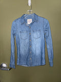 Talbots Light-Wash Denim Roll-Tab Shirt