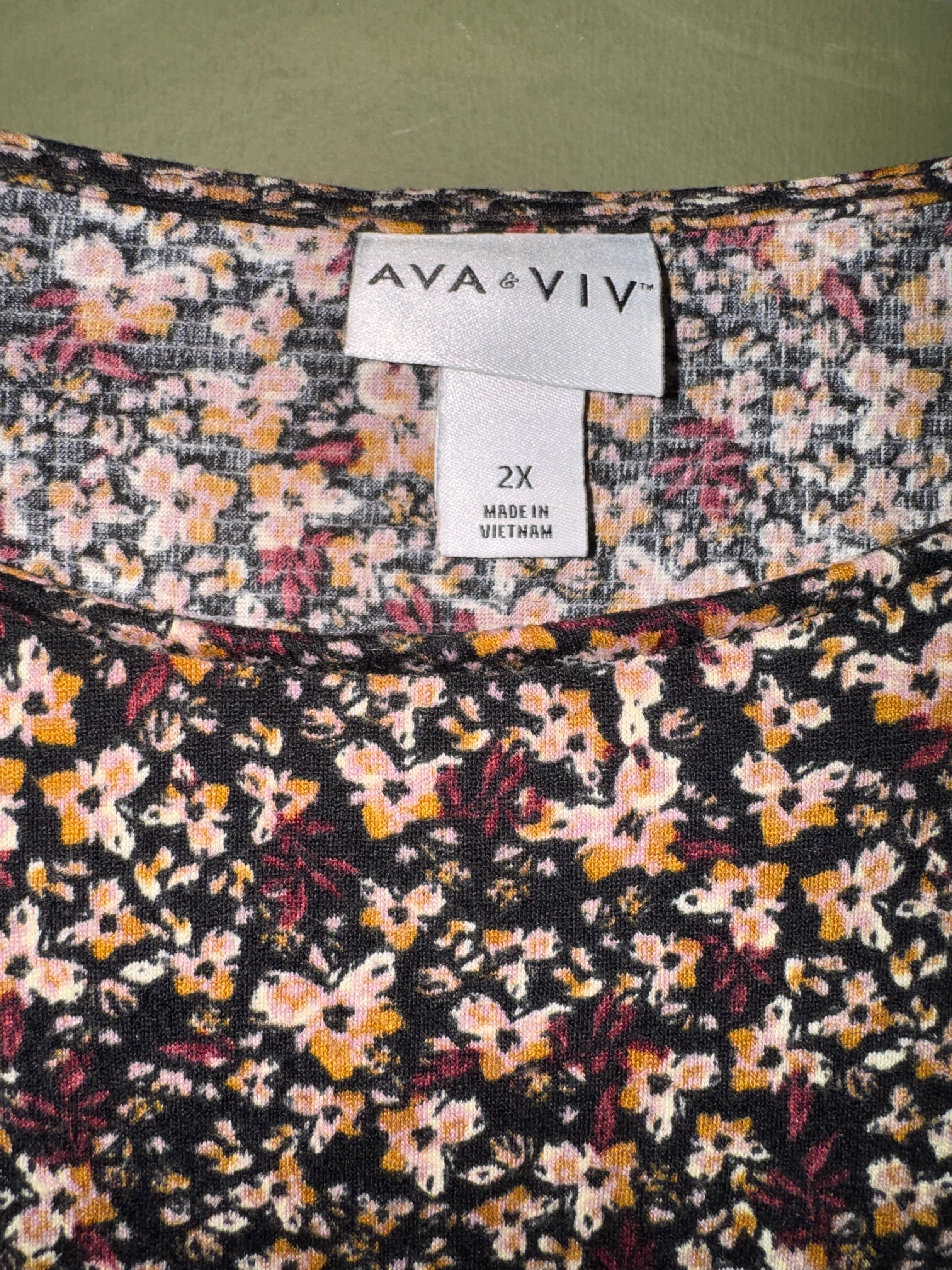 Ava & Viv Black Floral Midi Dress