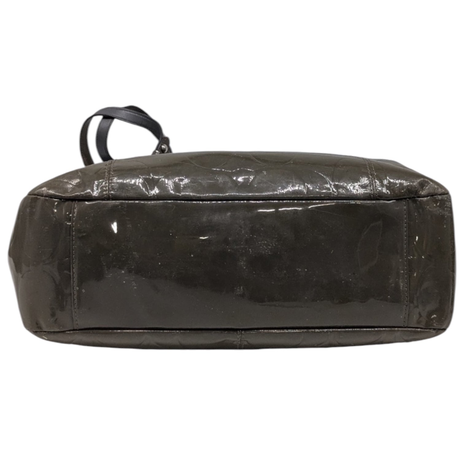 Authentic Coach Olive Green Signature Embossed Patent Leather East/West Tote Bag