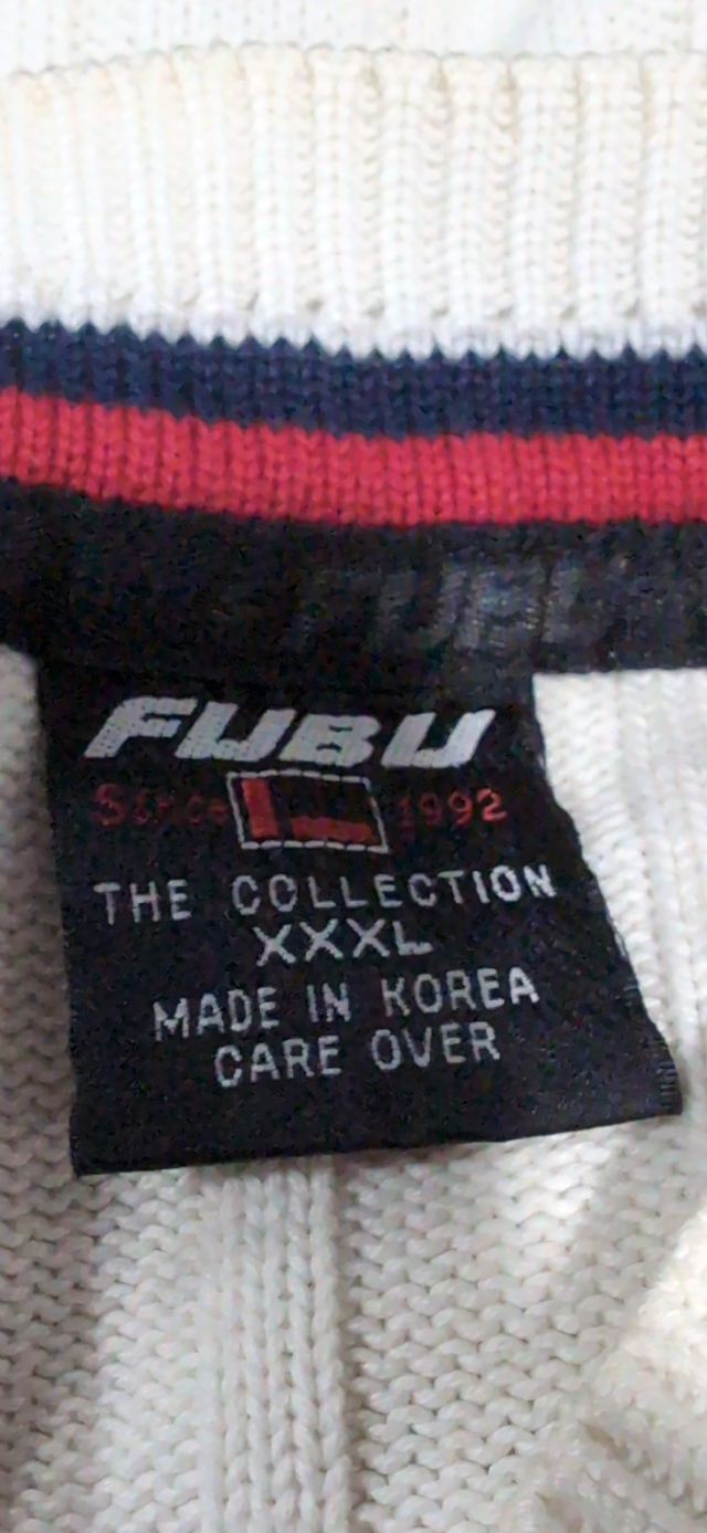 FUBU The Collection Cream Cable-Knit Cricket Sweater