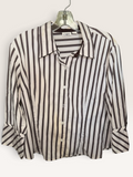 Cato Brown & Cream Striped Button-Down Blouse
