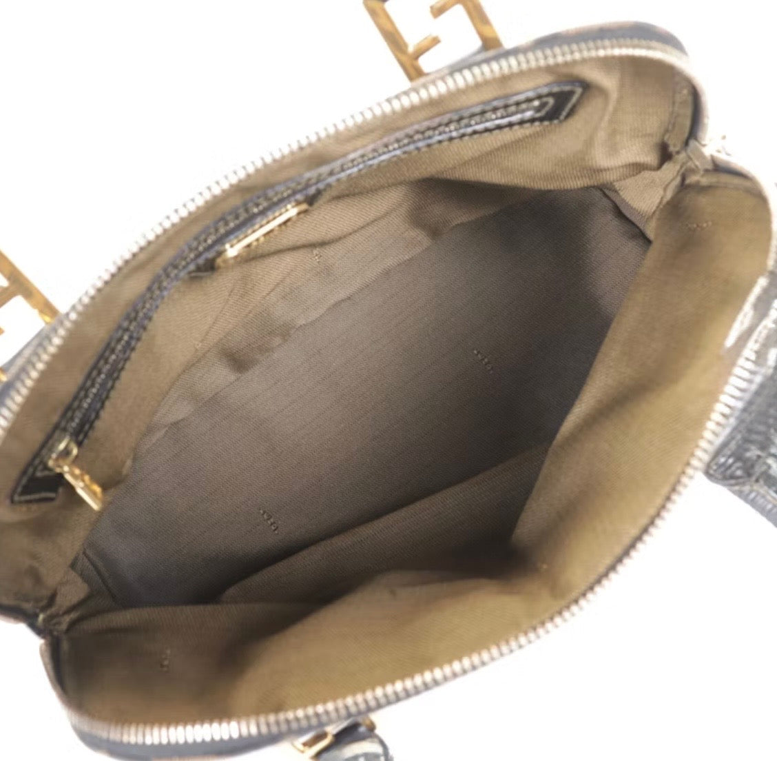 Fendi Zucca Canvas & Black Leather Dome Bag