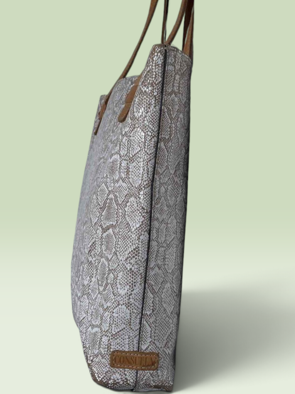 Consuela Clay Neutral Snakeskin Leather Everyday Tote
