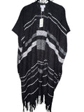 Mud Pie Black & Gray Fringe Poncho