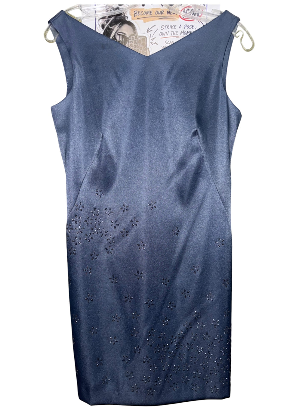 CDO Petites Blue Embellished Sheath Dress
