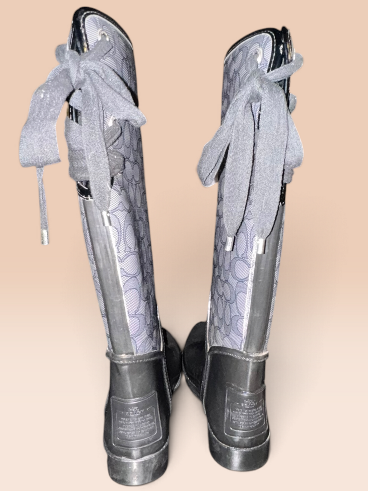 Coach Signature C Tall Lace-Up Rain Boots