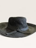 Woven Wide-Brim Hat with Bow