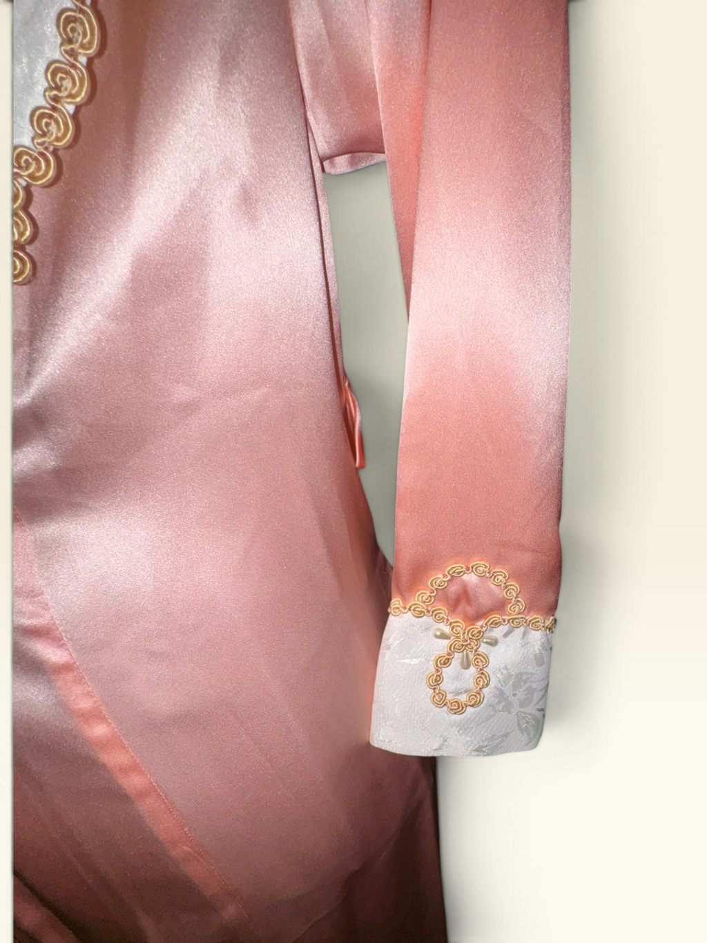 Vintage Victoria’s Secret Gold Label Pink Satin Robe with Gold Bow Trim