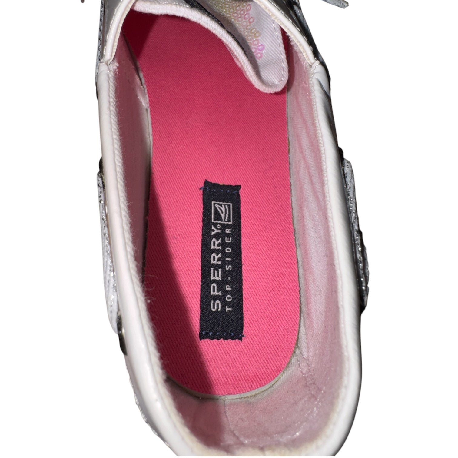 Sperry Top-Sider Bahama White Iridescent Sequin Boat Shoes Sneaker Hybrid