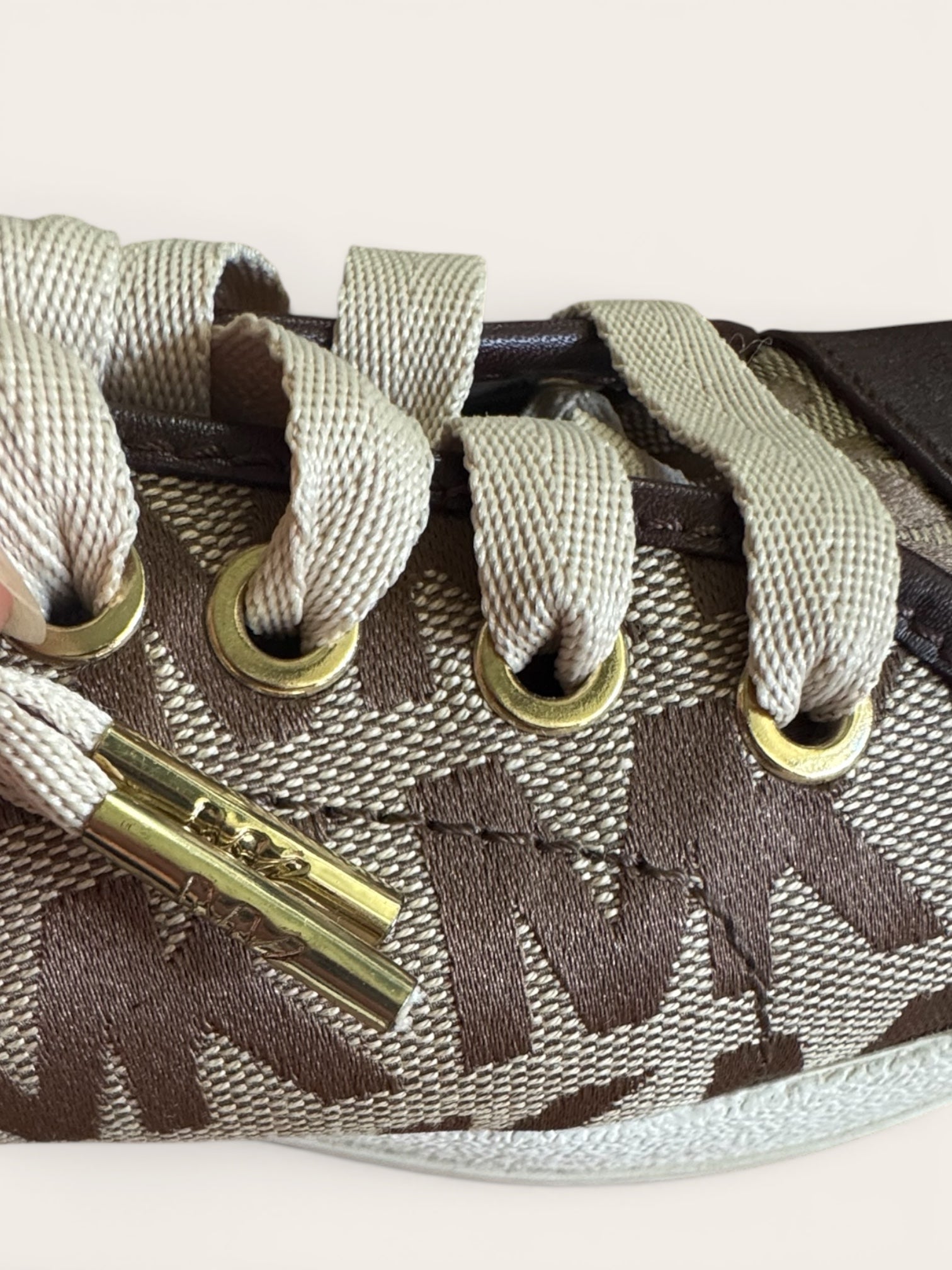 Michael Kors "Keaton" Signature Brown Monogram Logo Sneakers