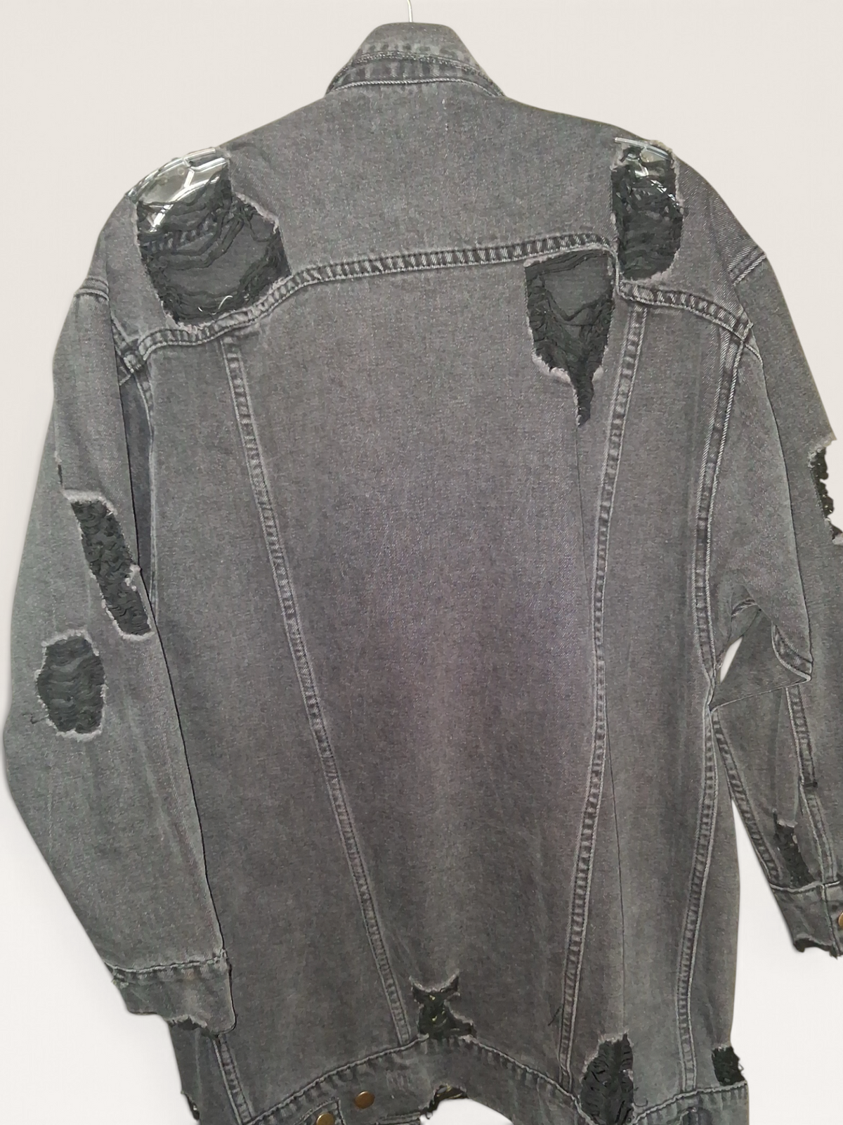 FATE Distressed Charcoal Black Denim Jacket