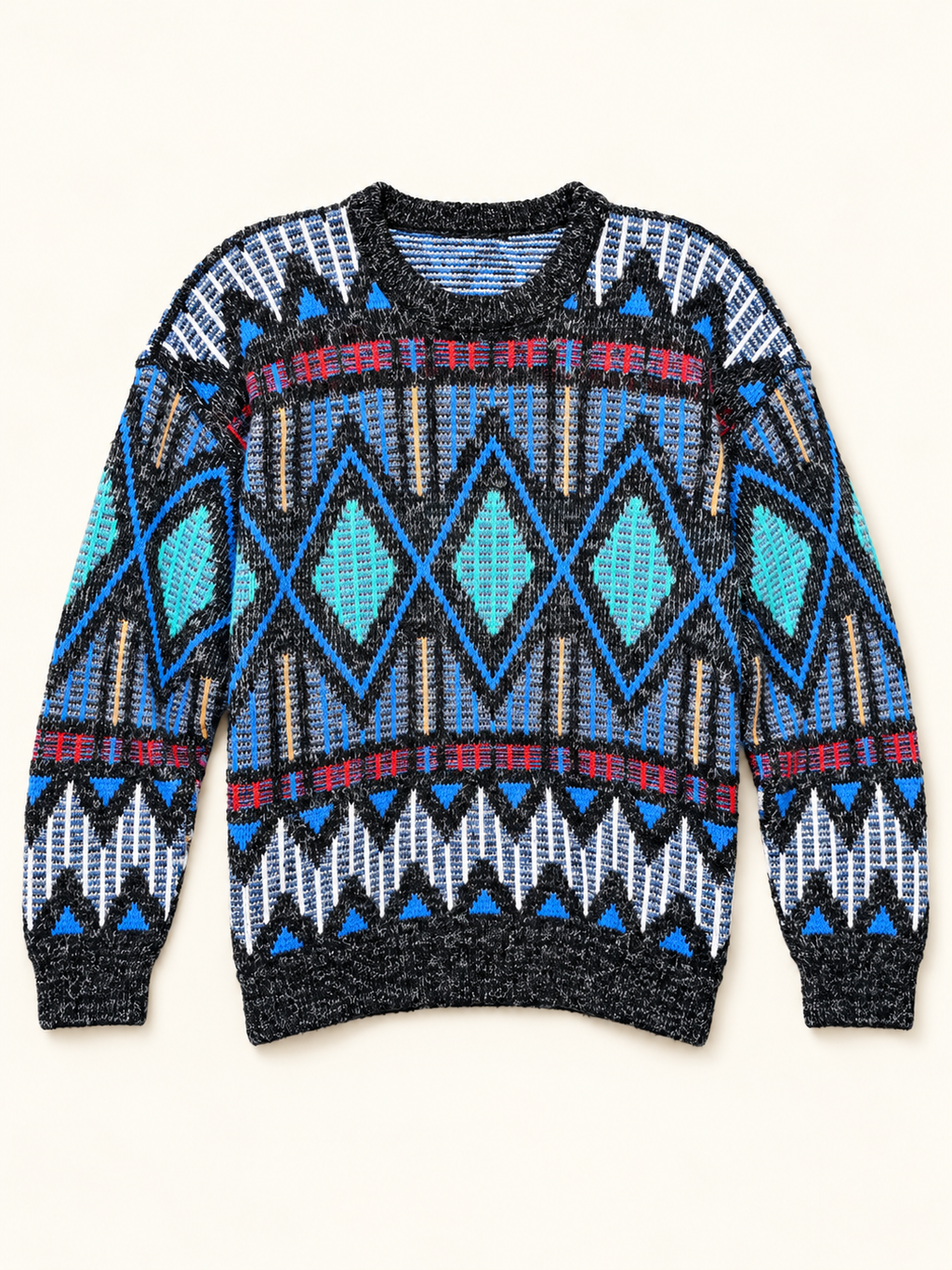Scandia Blue & Turquoise Geometric Knit Sweater