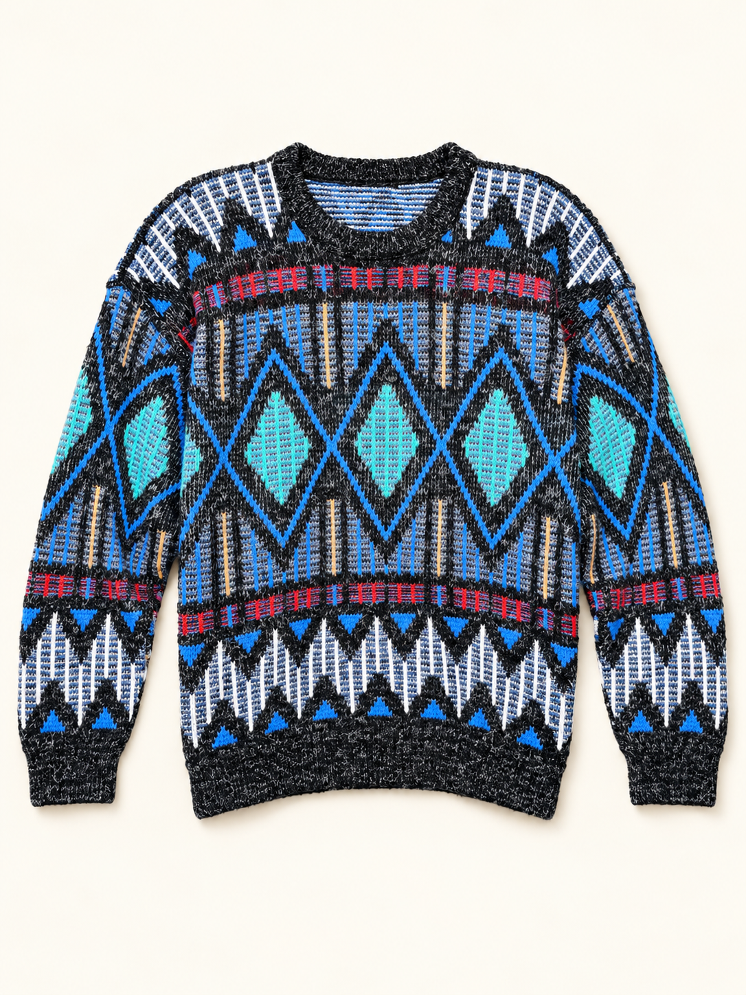 Scandia Blue & Turquoise Geometric Knit Sweater