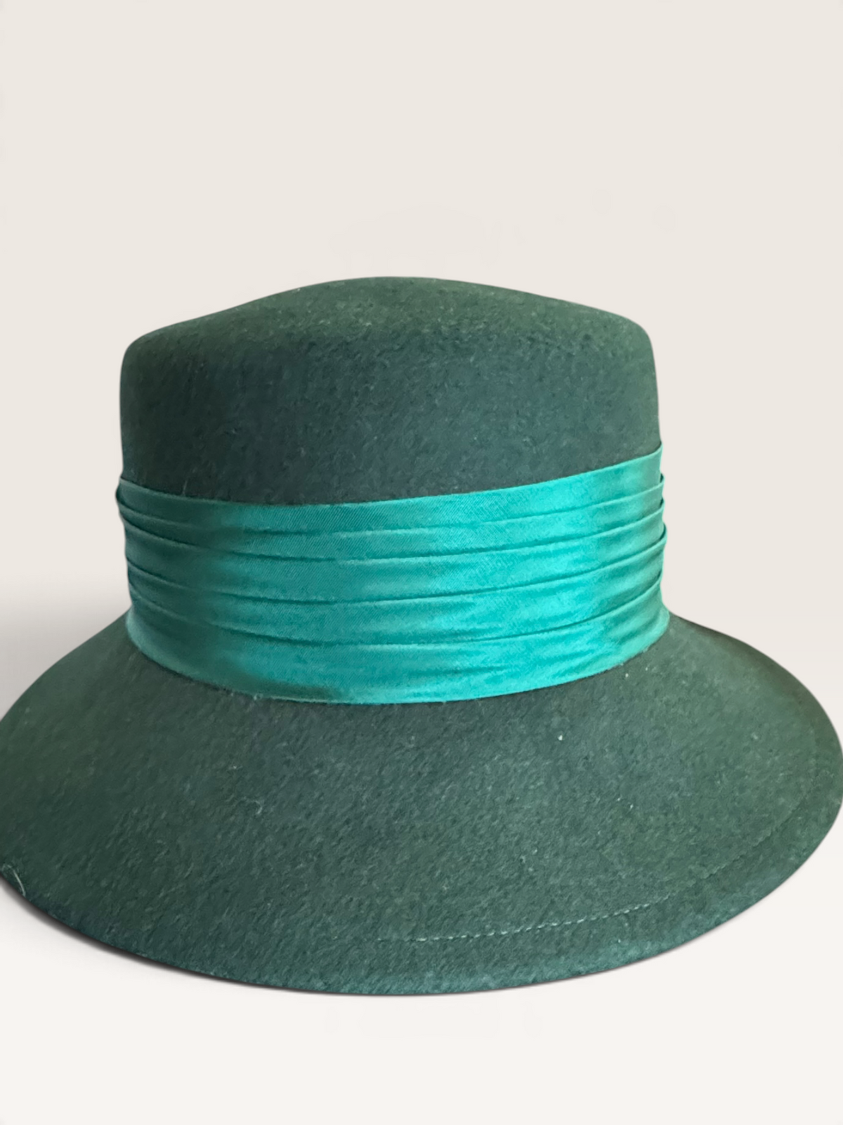 Cappelli Forest Green Felt Hat with Satin Rosette