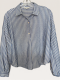 Max Studio London Blue Striped Button-Up