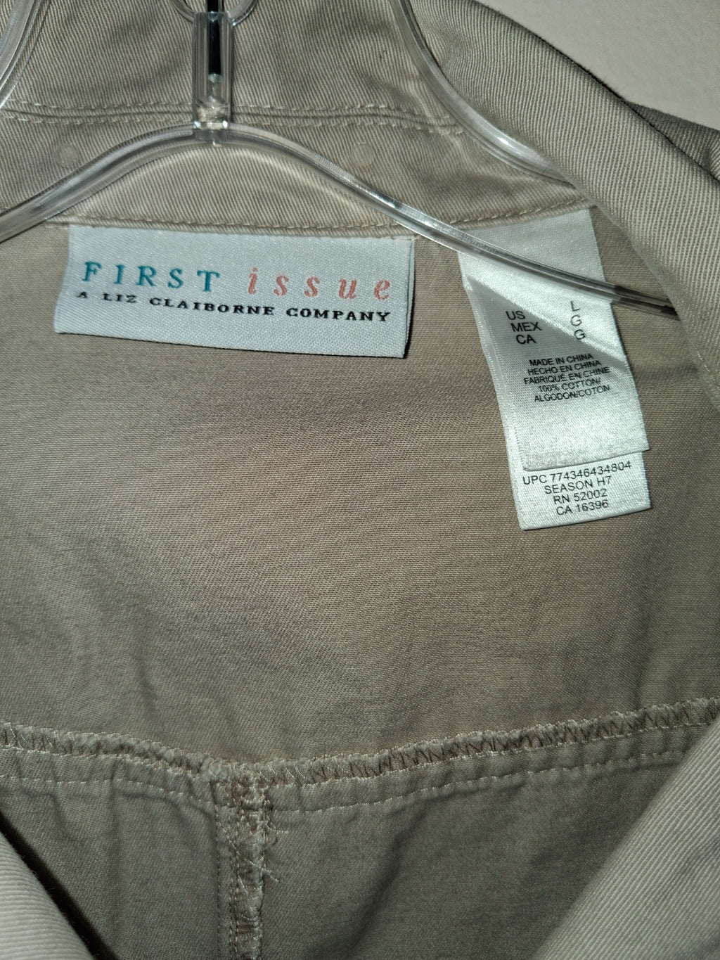 First Issue by Liz Claiborne Khaki Cotton Utility Jacket