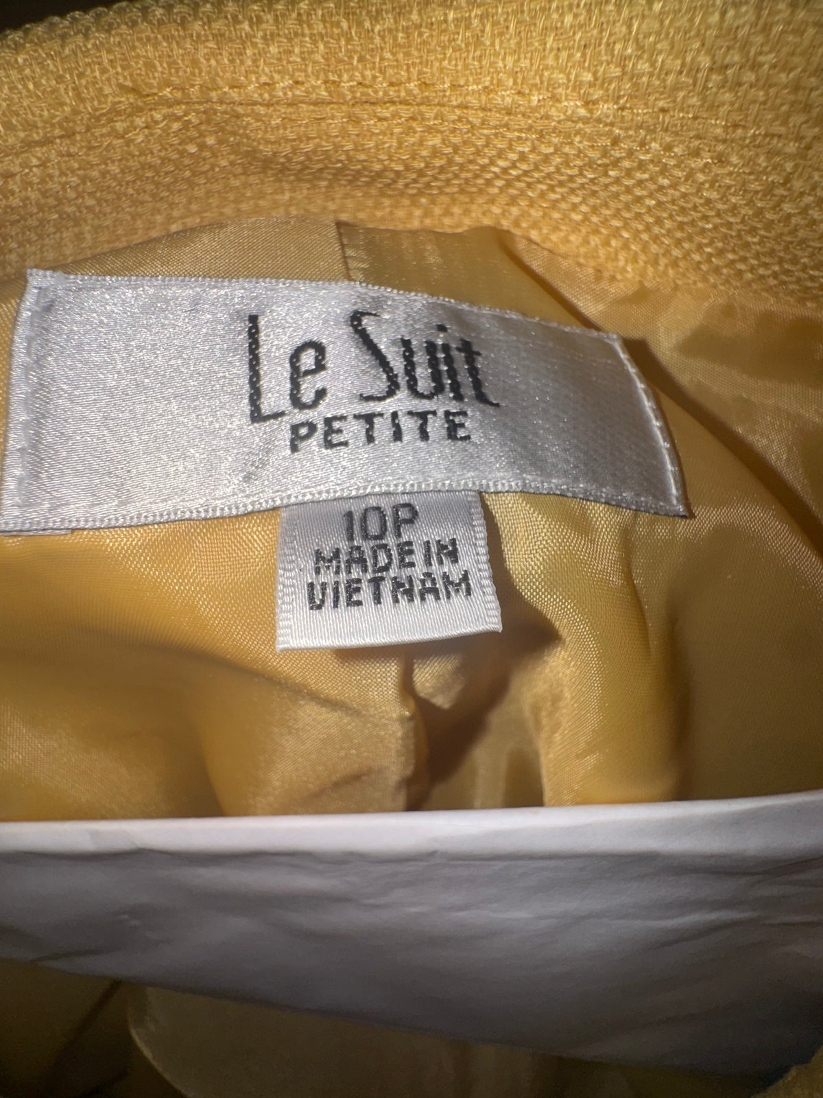 Le Suit Yellow Jacket & Brown Skirt Two-Piece Suit