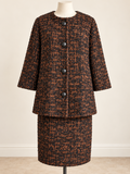 Vintage Betty Rose Brown & Black Textured Jacket & Skirt Set