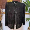 POL Black Sequin Button Down Shirt