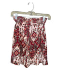 Aida Burgundy & Blush Floral Paperbag Mini Skirt