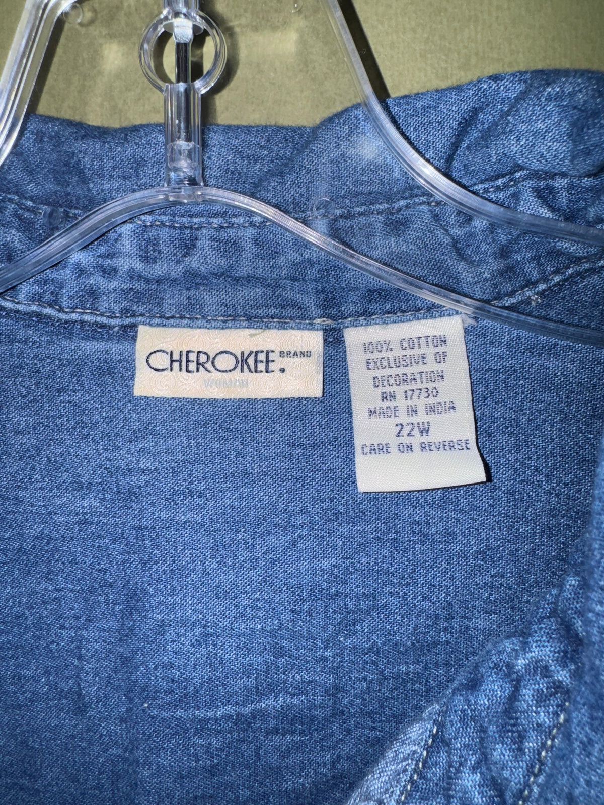 Cherokee Snowflake-Embroidered Denim Shirt