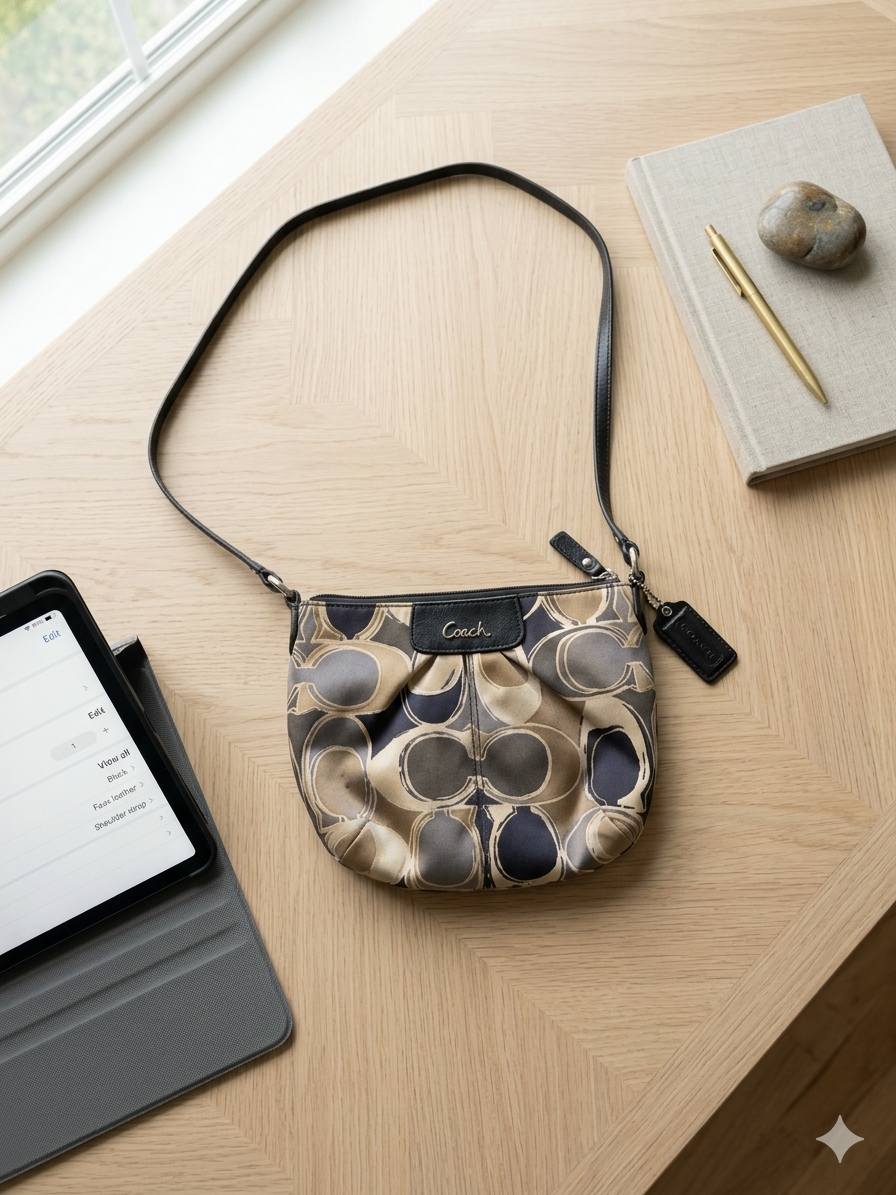 Coach Signature Crossbody Bag – Brown/Black Monogram Long Strap
