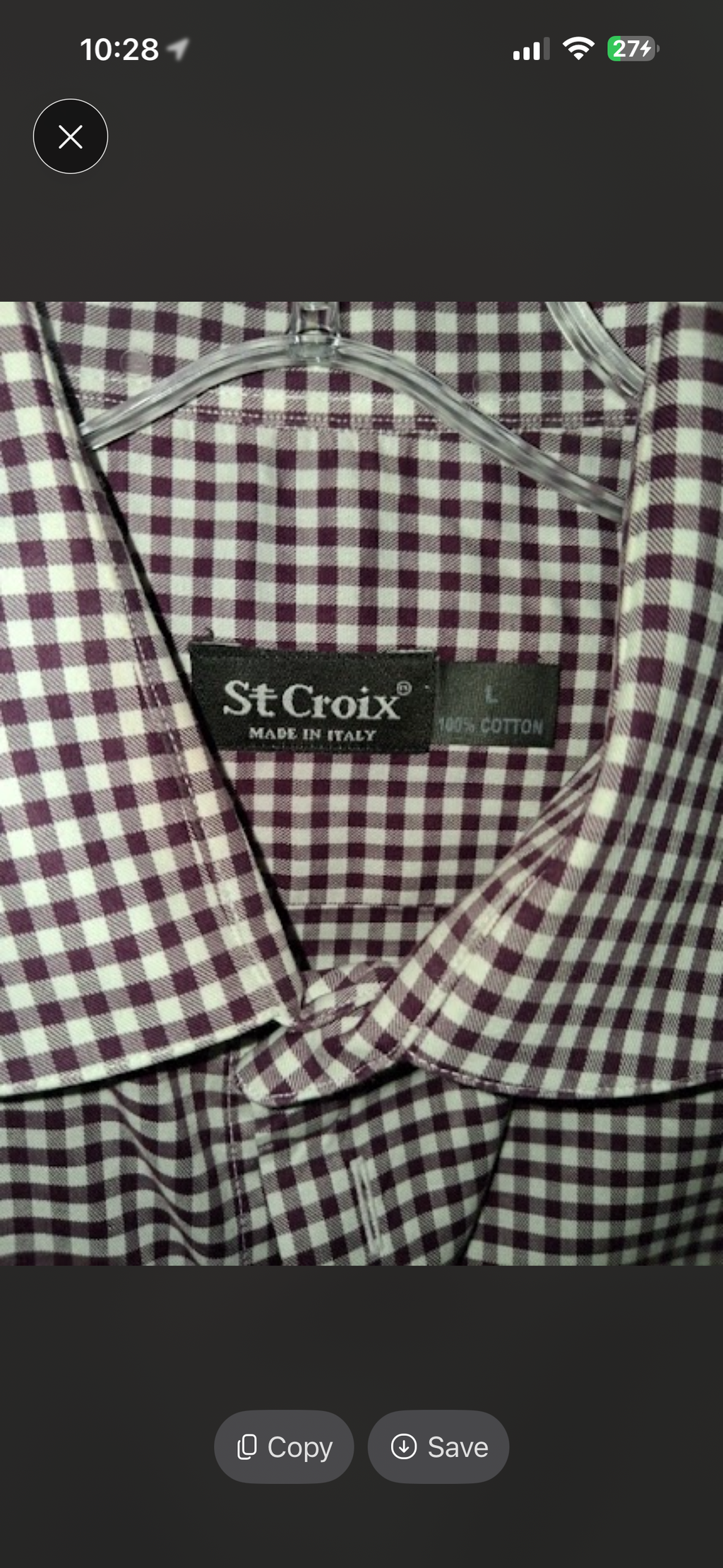 St. Croix Men's Italian Gingham Dress Shirt