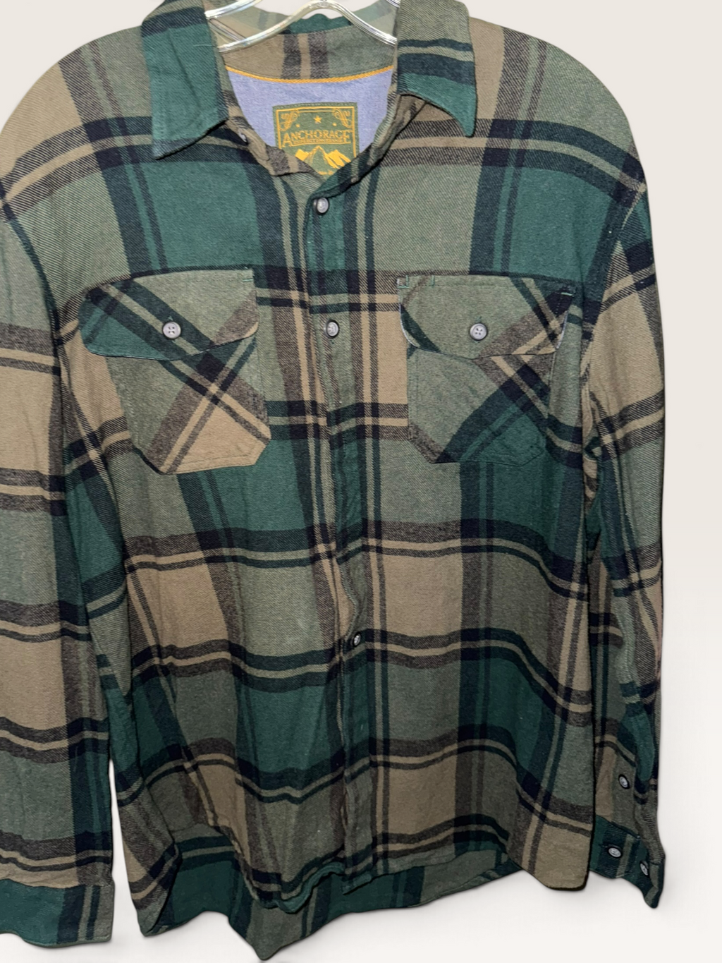 Anchorage Green & Tan Plaid Flannel Shirt