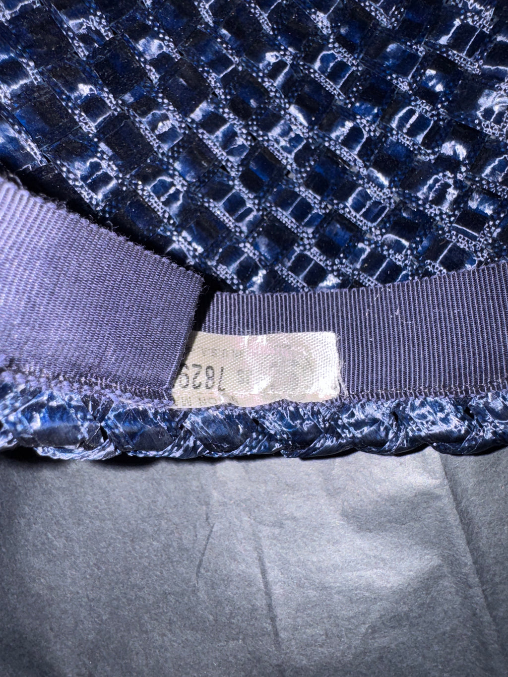 Navy Woven Ribbon Cloche Hat with Bow