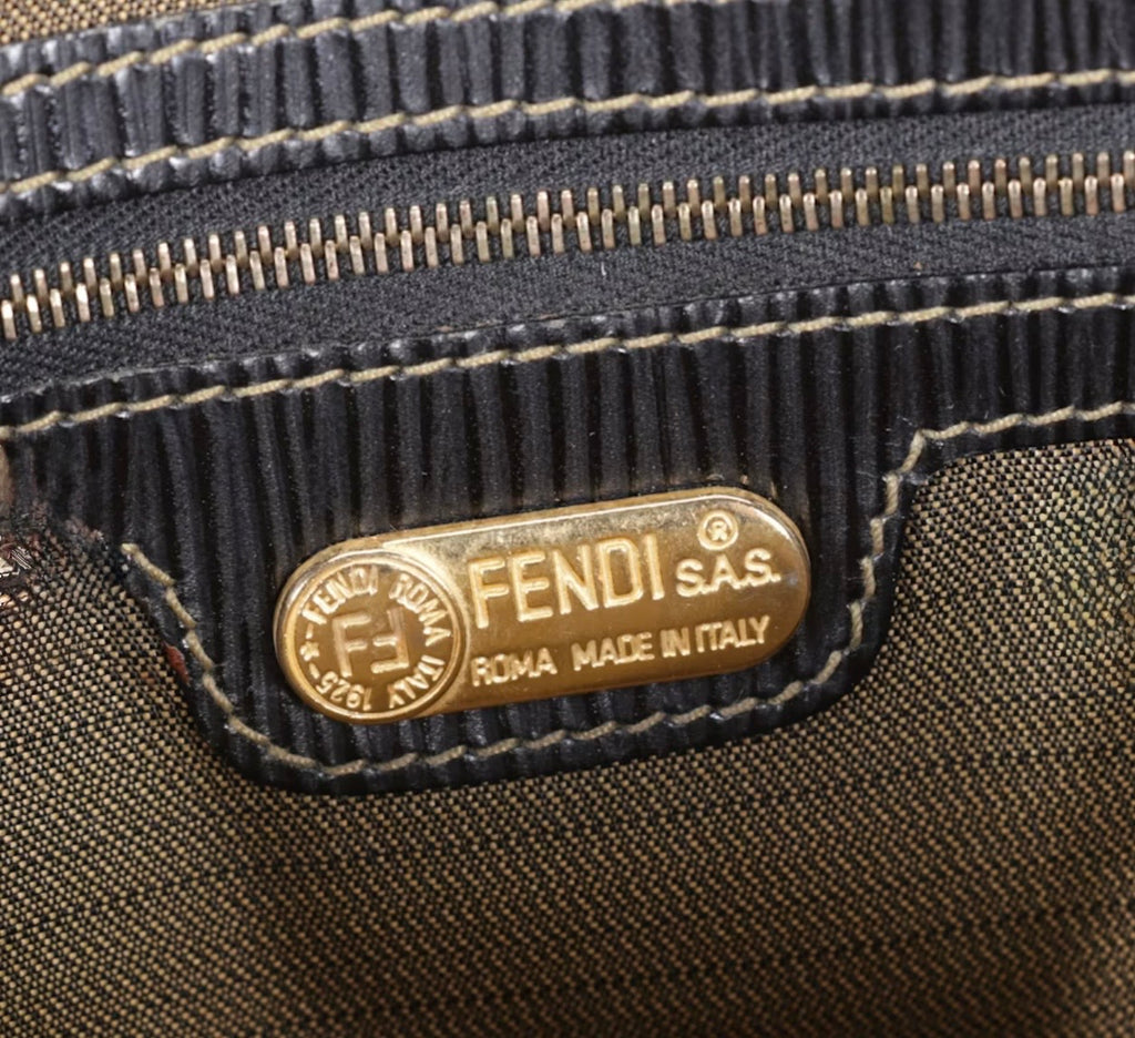 Fendi Zucca Canvas & Black Leather Dome Bag