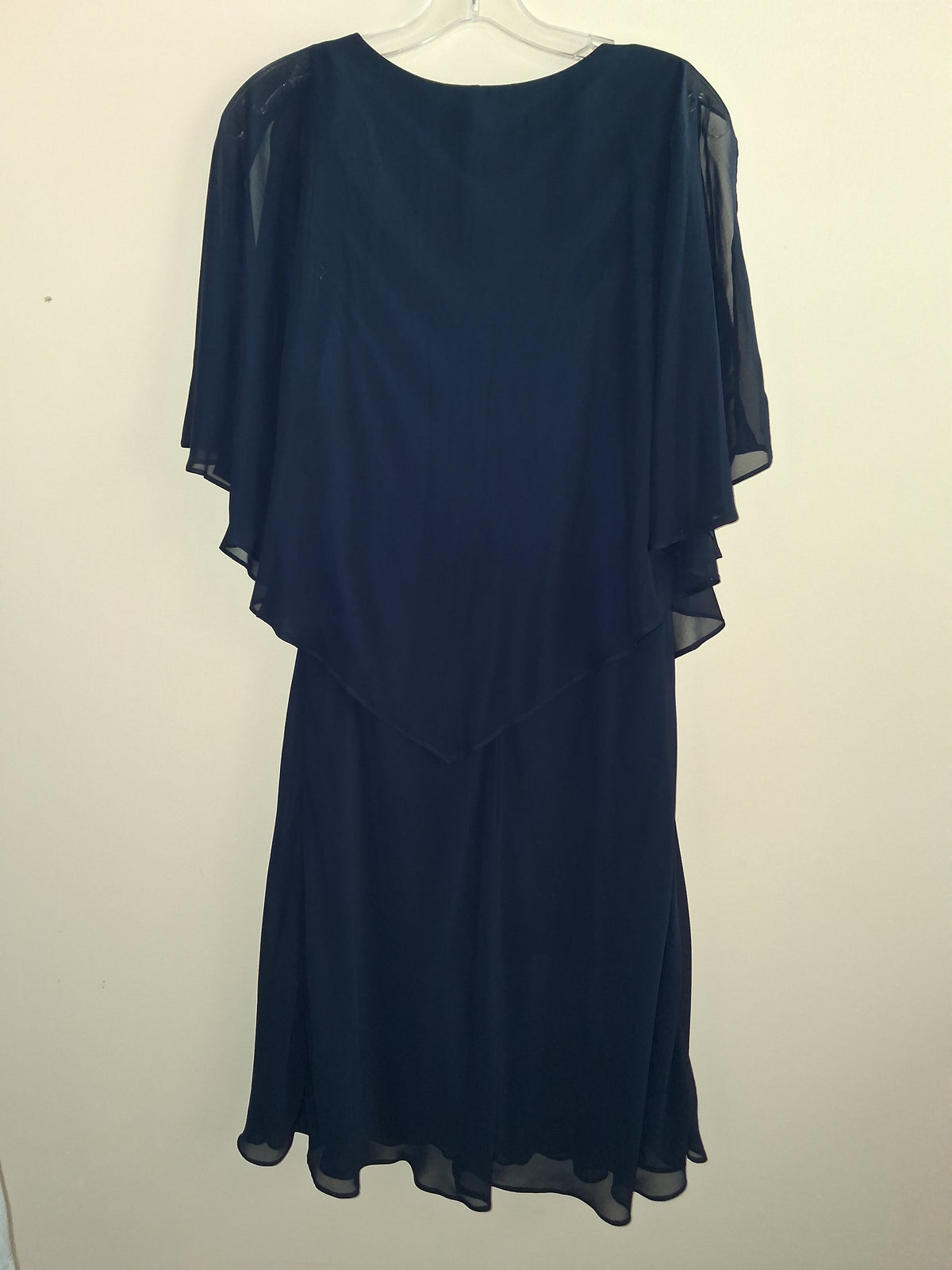 Ignite Evenings Navy Beaded Cape Dress