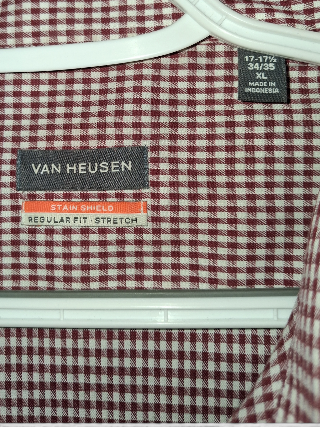 Van Heusen Burgundy Gingham Stretch Dress Shirt
