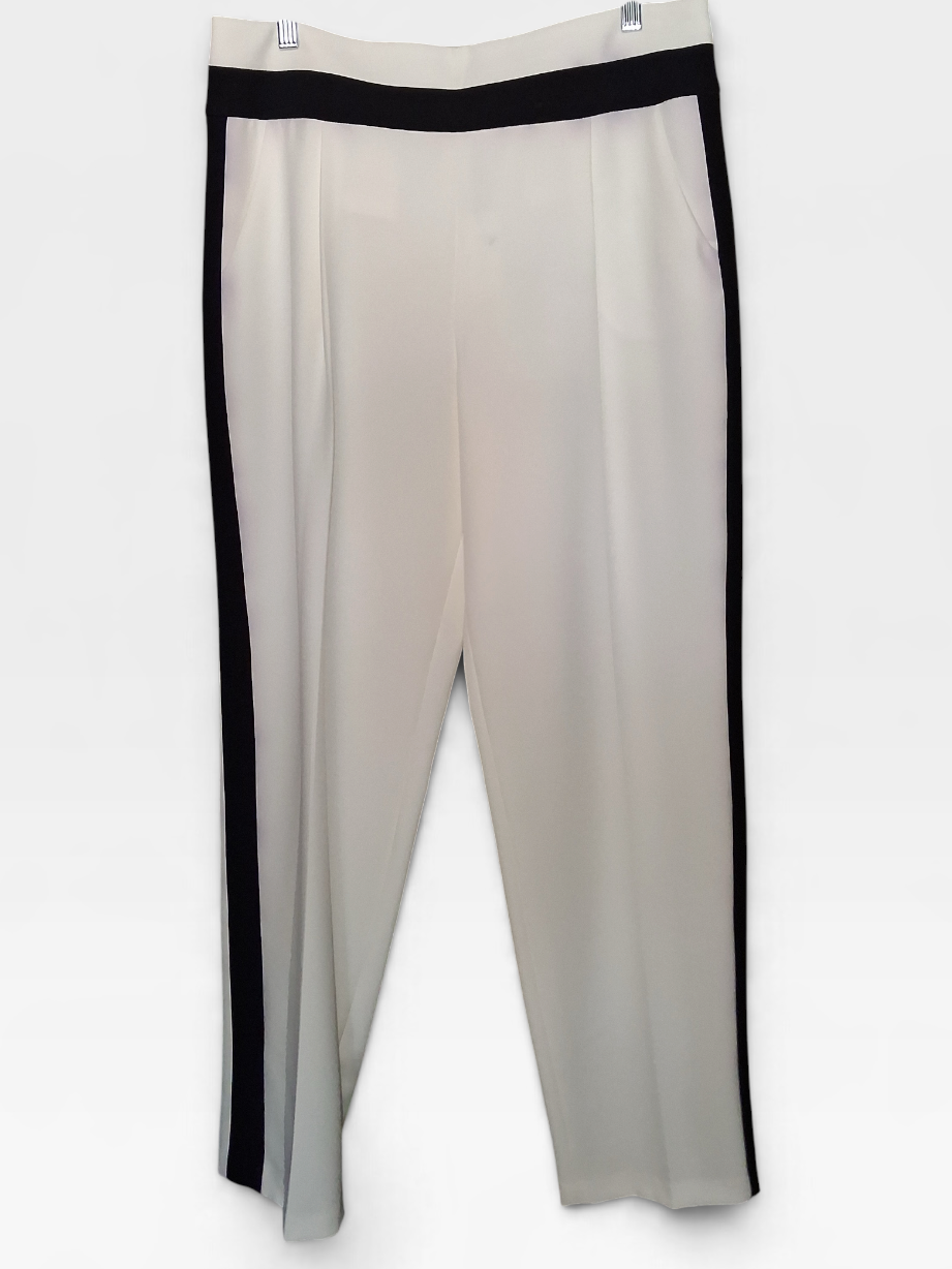 MILLY Black & White Cady Stretch Tuxedo Trousers