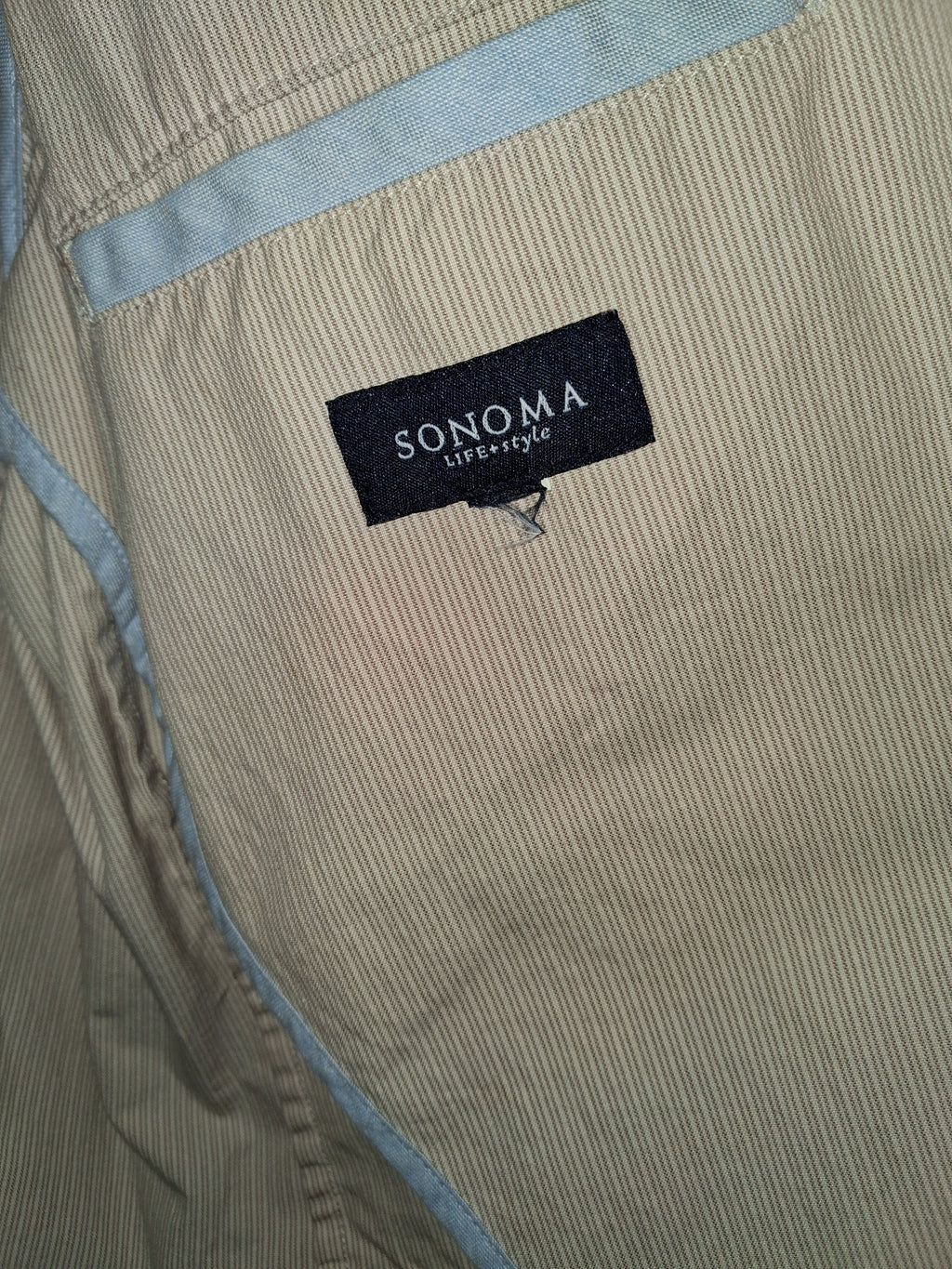 Sonoma Life + Style Cream Fine Stripe Cotton Blazer