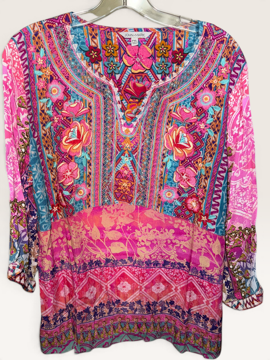 John Mark Colorful Embroidered Tunic