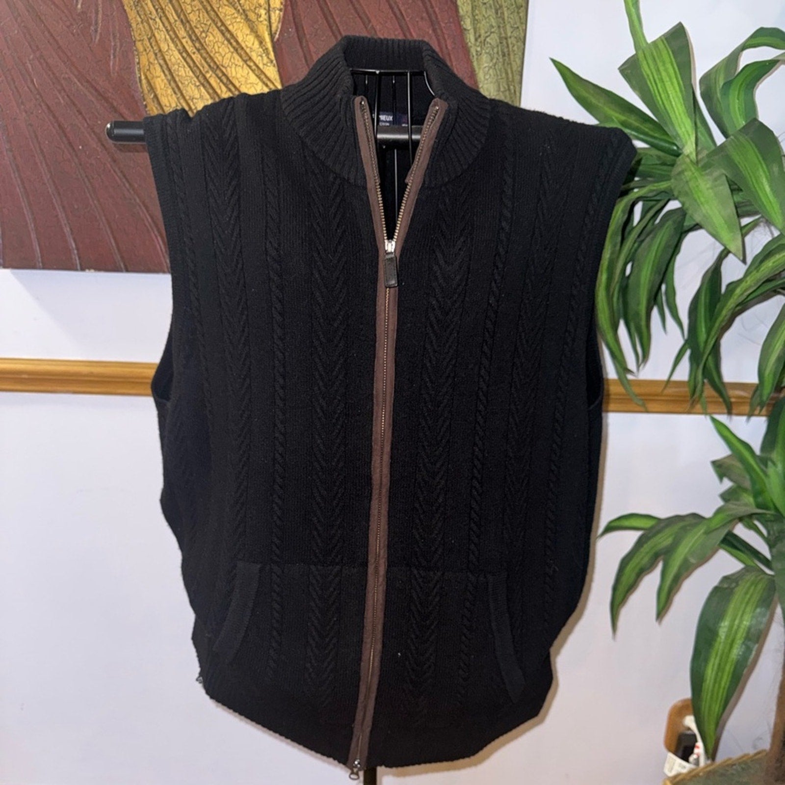 Daniel Cremieux Black Zip-Up Sweater Vest