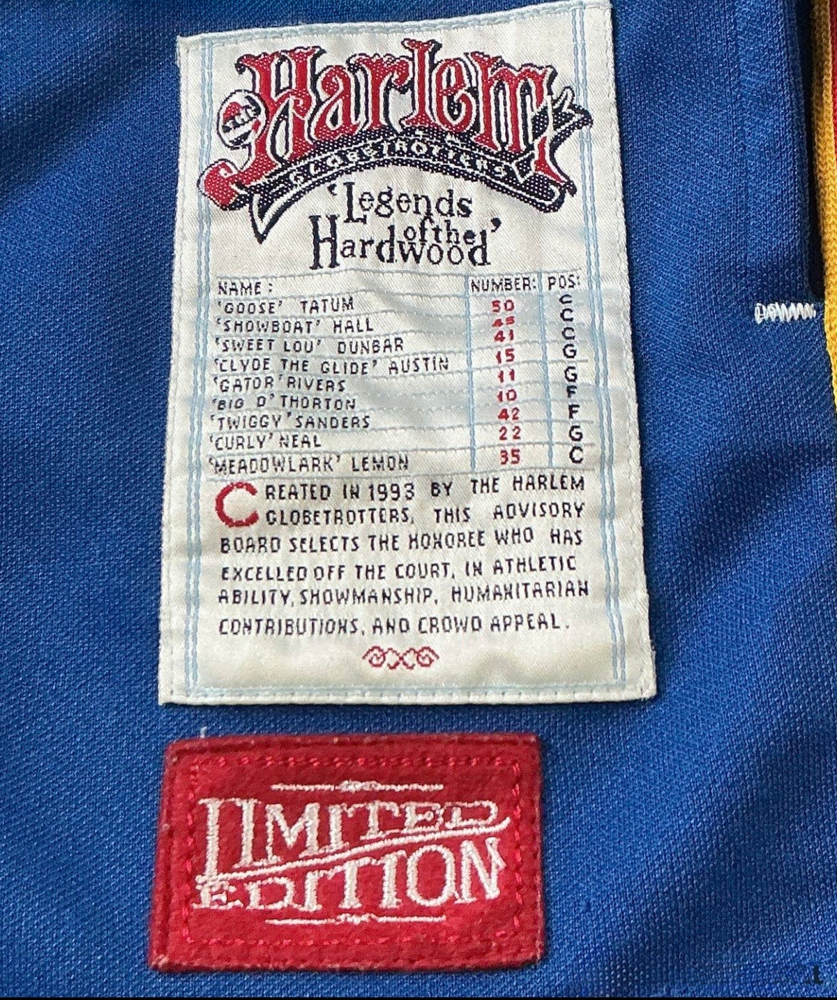 Harlem Globetrotters Legends of the Hardwood Limited Edition Jersey