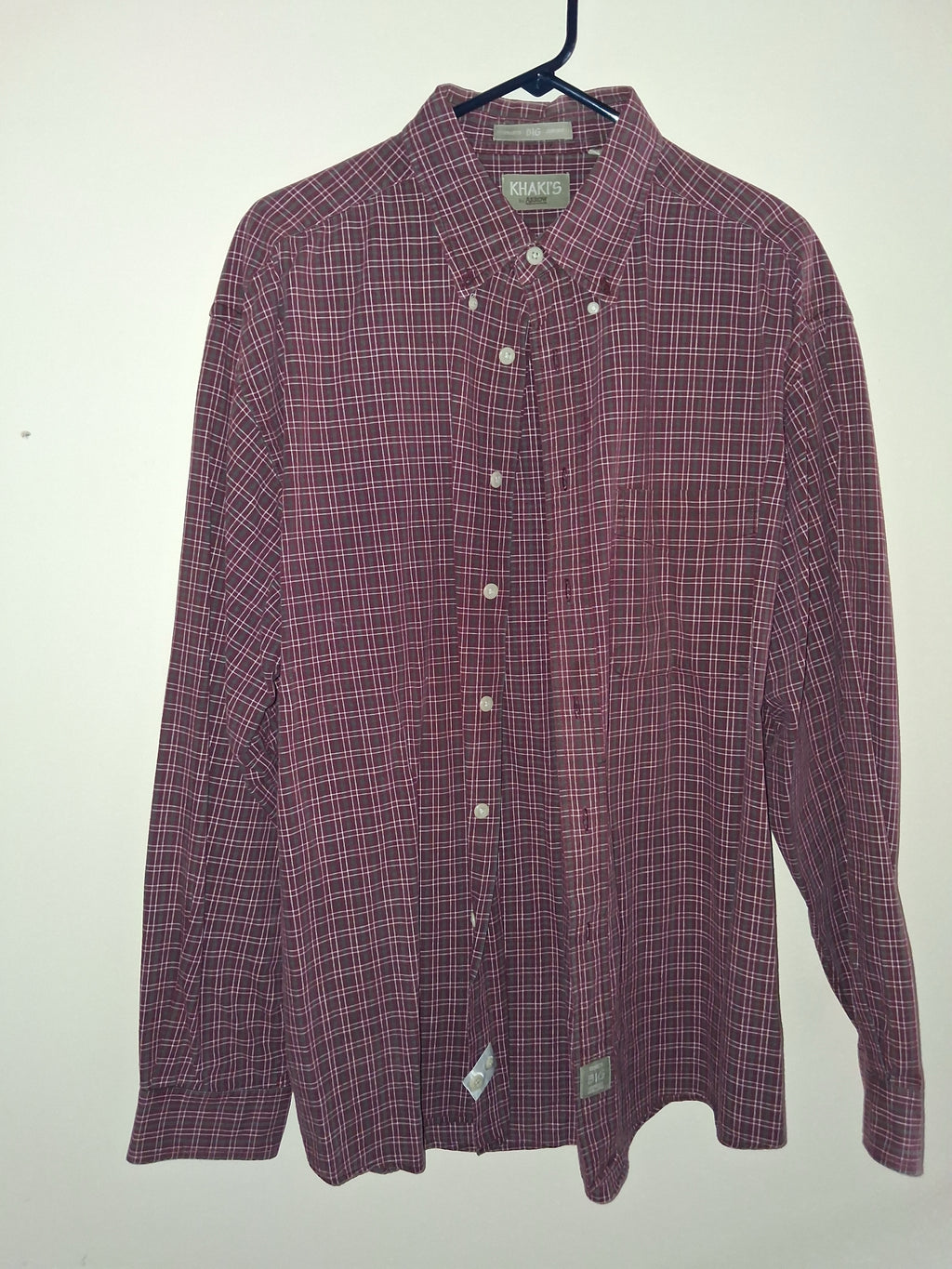 Khaki’s by Arrow Big Oxford Burgundy Plaid Button-Down Shirt