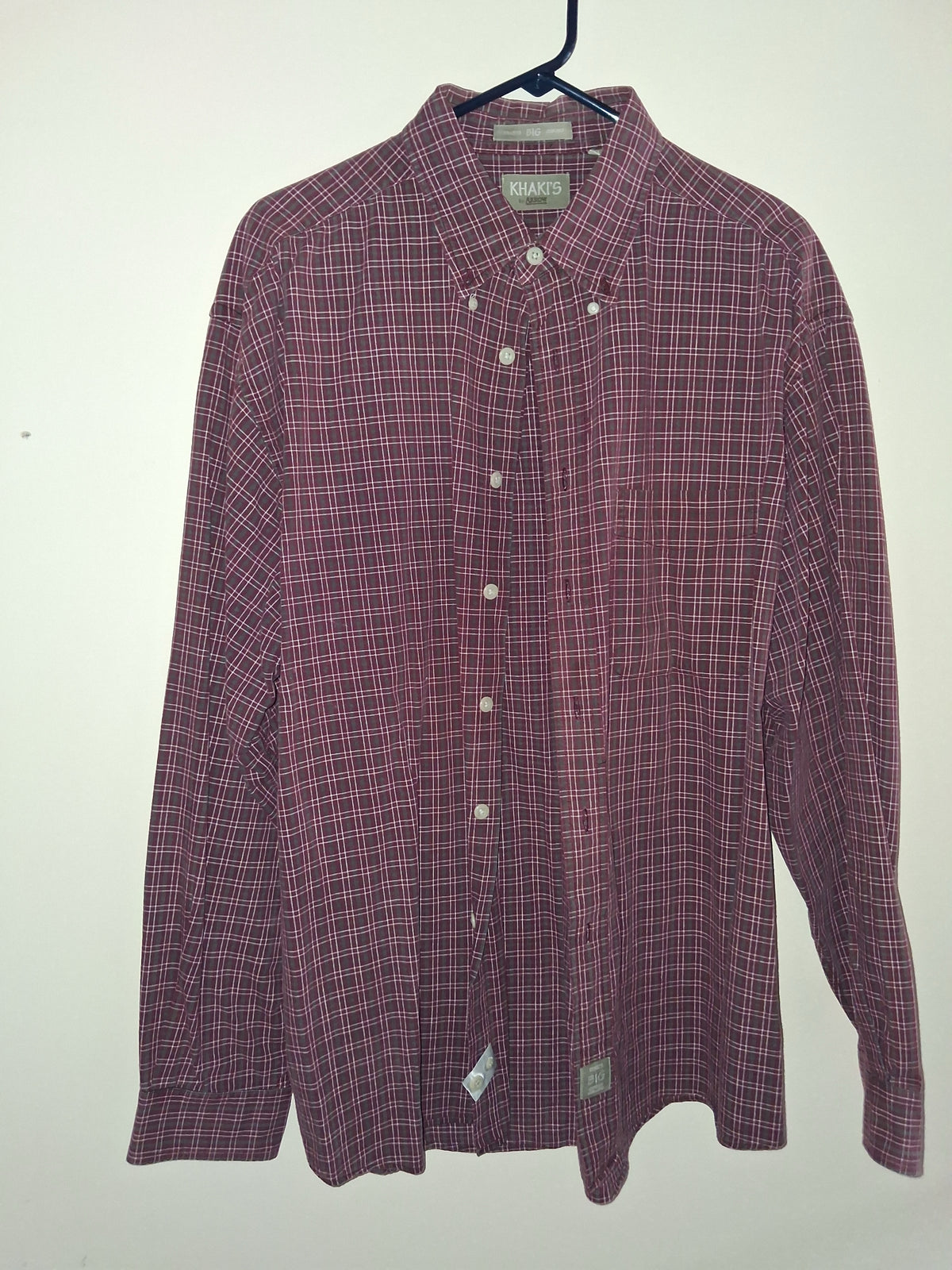 Khaki’s by Arrow Big Oxford Burgundy Plaid Button-Down Shirt