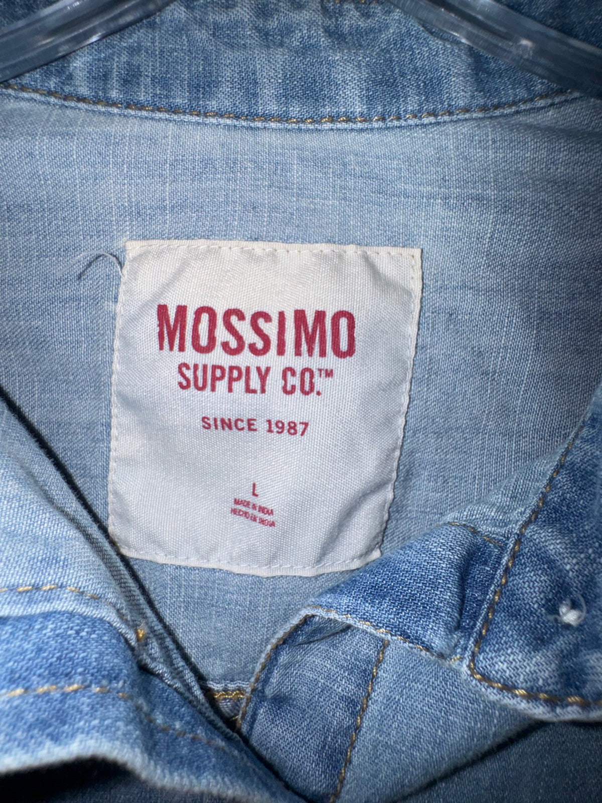Mossimo Supply Co. size tag, L