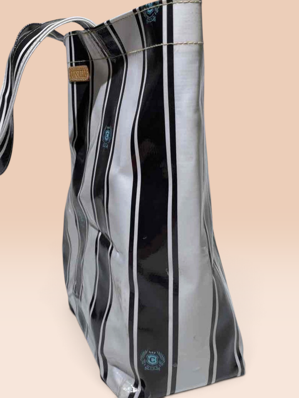 Retired Consuela Black & White Striped Grab N Go Basic Tote